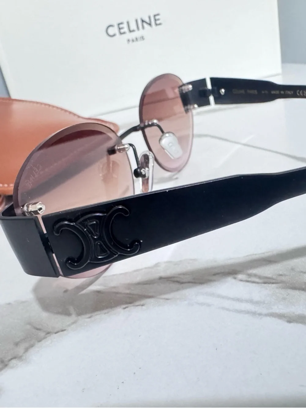Celine Brown Gradient Round Sunglasses with Black Temples - Picture 10 of 14